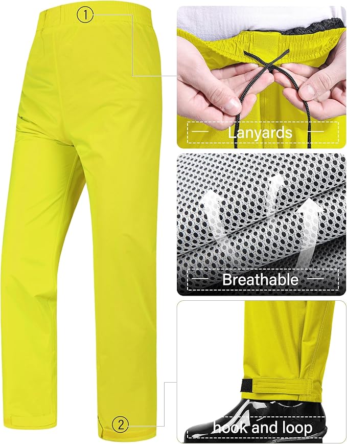 iCreek Rain Suit Waterproof Jacket and Pants Hi Vis Raincoat for Men and Women Reflective Outdoor for All-Sport Work