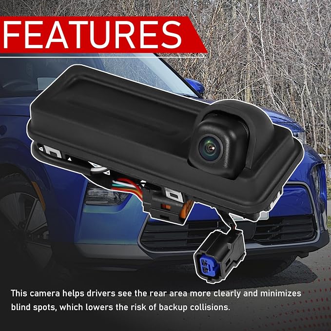 99240-K0000 Car Rear View Backup Camera with Trunk Release Switch | Compatible with 2020-2022 Kia Soul, Replaces 99240K0000, Backup Reverse Park Assist, Rear View Tailgate Handle Assist Camera
