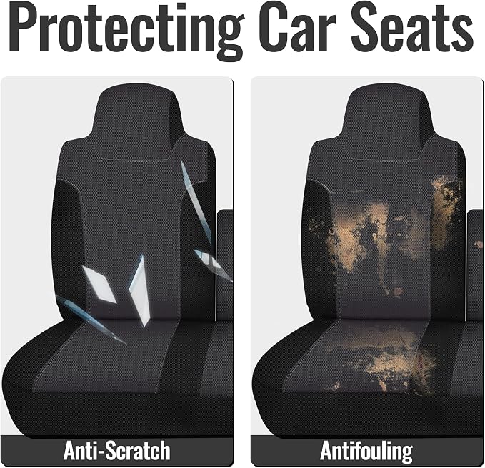 Knitted Fabric Seat Cover for Isuzu NPR 2006-2025, Front 40/60 Split Bench Protector Seat Cover, Easy to Installation-Black