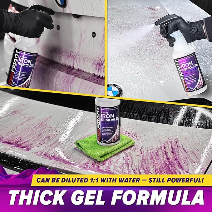 Iron Remover for Car Detailing – Iron Decon Spray, Pulls Out Brake Dust, Rust & Fallout - Contaminant Removal for Car Paint & Wheels, pH Neutral Formula - 16 fl. Oz. with Gallon