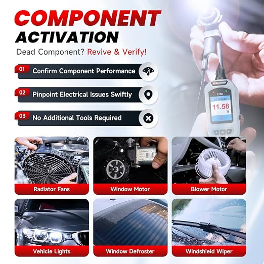 2026 BOSSCOMM P180 Automotive Probe Tester – 9-30V Electrical Power Probe, AC/DC Voltage/Diode/Resistance/Relay/Fuse Test, Wire Tracer, Battery/Fuel Injector Tester, 40FT Cable