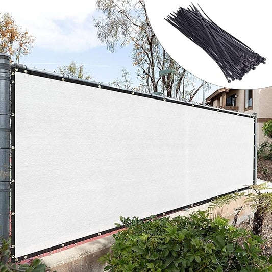 Royal Shade Custom Size 6' x 109' White Fence Privacy Screen Windscreen Cover Netting Mesh Fabric Cloth - Cable Zip Ties Included (We Make Custom Size)