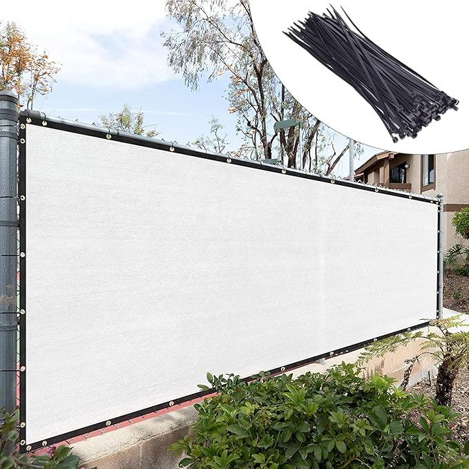 Royal Shade Custom Size 6' x 148' White Fence Privacy Screen Windscreen Cover Netting Mesh Fabric Cloth - Cable Zip Ties Included (We Make Custom Size)