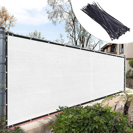 Royal Shade Custom Size 5' x 198' White Fence Privacy Screen Windscreen Cover Netting Mesh Fabric Cloth - Cable Zip Ties Included (We Make Custom Size)