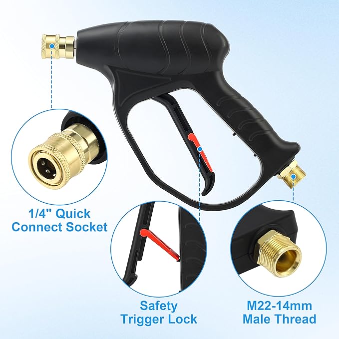 JOEJET Downstream Injector for Pressure Washer, Fixed Chemical Injector Kit with 3/8 Inch Quick Connect, Pressure Washer Gun with Foam Cannon
