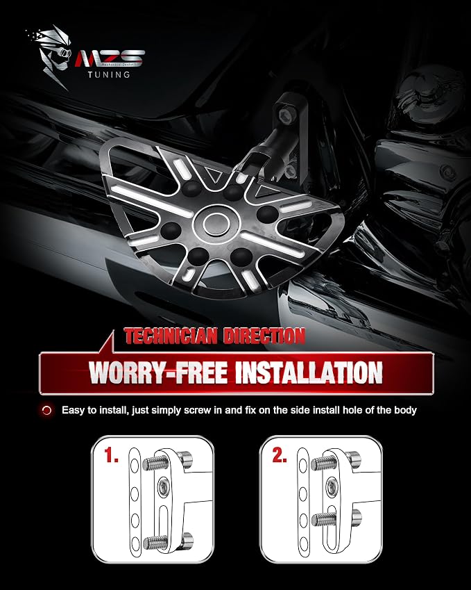 MZS Motorcycle Passenger Floorboards, Touring Rear Footboards Skeleton Foot Pegs Pedal Mount Bracket Kit CNC Black Compatible with 93-25 Road Glide Electra Street Glide Road King Tri Ultra CVO FLD