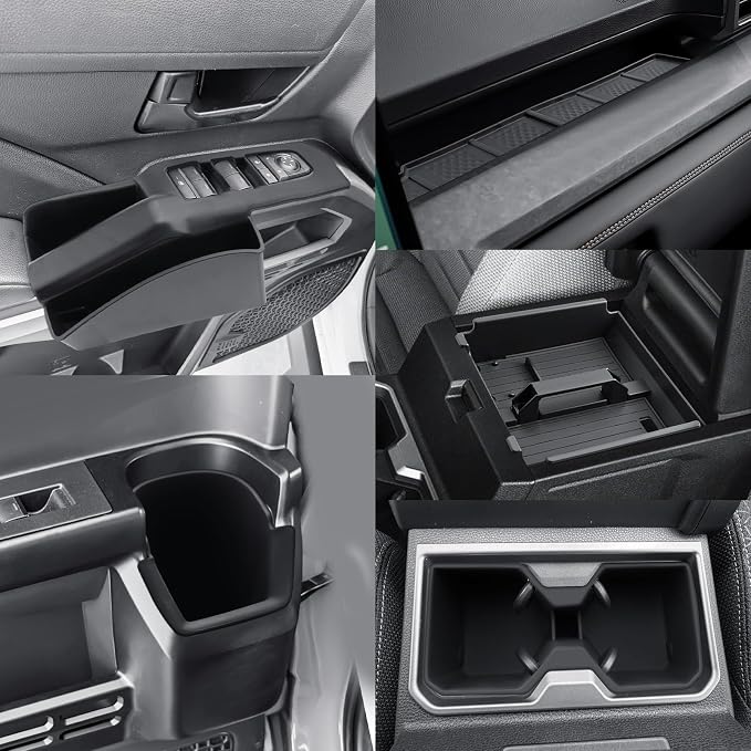 CDEFG 7Pcs for 2025 2026 Toyota 4Runner Center Console Organizer for 2026 Toyota 4Runner Accessories Middle Console & Front Row Passenger Side Storage Box & Cup Holders & Rear Door Storage Pockets