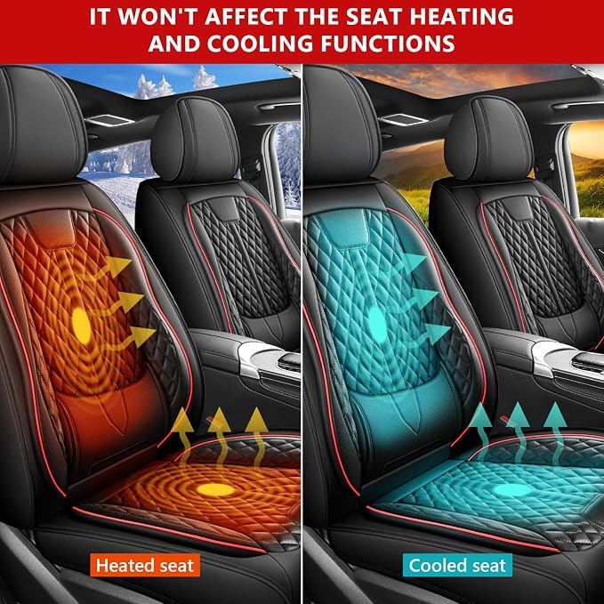 otoez Leather Car Seat Covers Full Set, Breathable Waterproof Nappa Leather Front Rear Car Seat Protectors with Lumbar Support, Universal Automotive Seat Covers for Most Cars SUV Truck Sedan (Black)