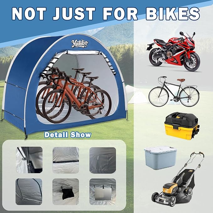 Bike Tent, Outdoor Portable Bike Storage Shed Tent, Bike Shed, Waterproof Bicycle Shelter with 210D Oxford Fabric, Bicycle Cover Fits 2-3 Bikes (Royal Blue)