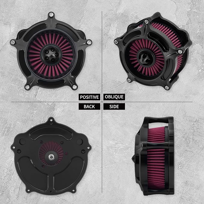 Air Cleaner Filter Aluminum Fit for Harley Touring Road King Street Glide Softail Sportster Dyna (Black Housing Red Element, A For Sportster XL 04-22)