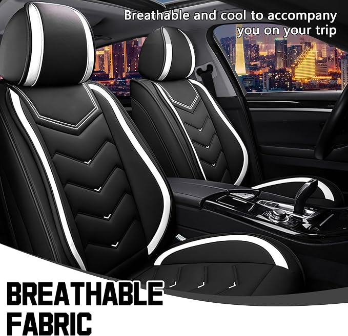 CTDS Car Seat Covers for Chevy Equinox 2005-2026, Stylish Sport Seat Cover, Premium Nappa Leather Car Seat Cover. Automobile Seat Covers Sets.(Standard 2 Seats/Black White)