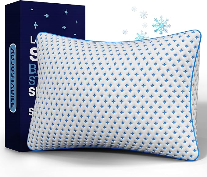 Memory Foam Pillow – Adjustable Loft Cooling Pillow Standard Size 1 Pack for Sleeping, Firm, Supportive, and Breathable Design for Hot, Side, Back, and Stomach Sleepers