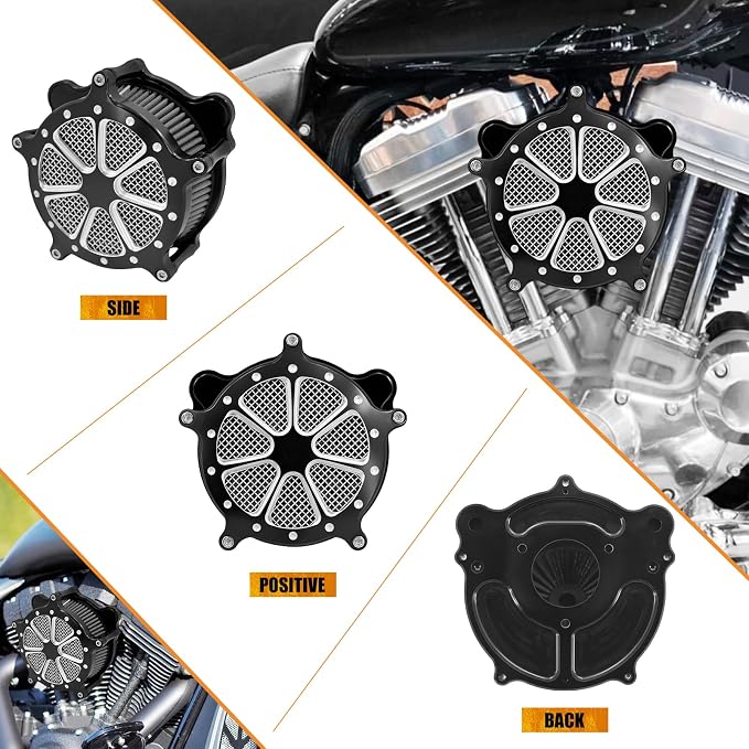 Motorcyle Air Cleaner Filter Fit for Harley Touring street glide road king electra tri trike Dyna Softail Sportster XL (C For Touring 08-16,Softail 16-17,Trike 08-16)