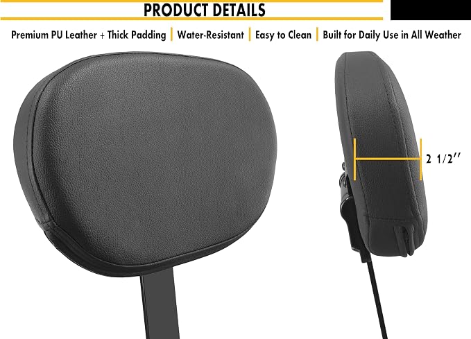 Adjustable Plug-in Driver Rider Backrest Custom Kit for Harley Electra Glides 1997-2026 Made Fit for Touring Models Road King Street Glide (Gloss Black)