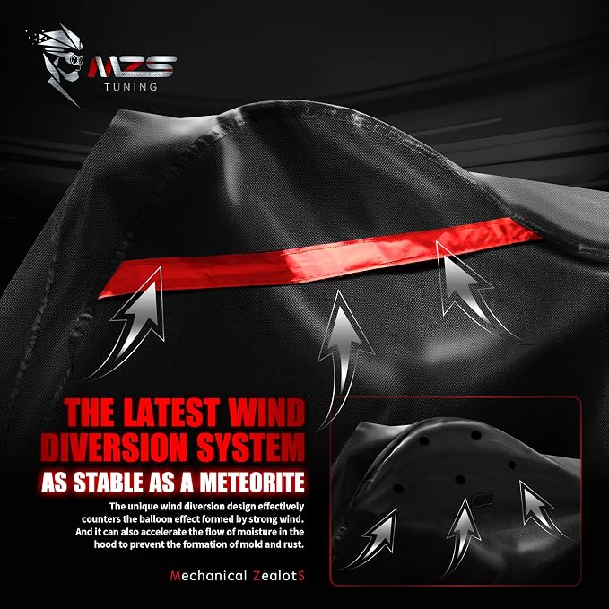 MZS Motorcycle Cover + Motorcycle Tail Bag, 38L Expandable Dual Compatible with Sport Bikes