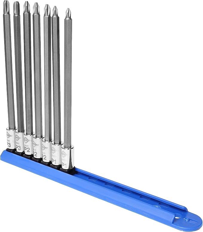 Mayhew Tools 16041 Phillips Insert Socket Bit Set, Chrome, 7-Piece Long-Length