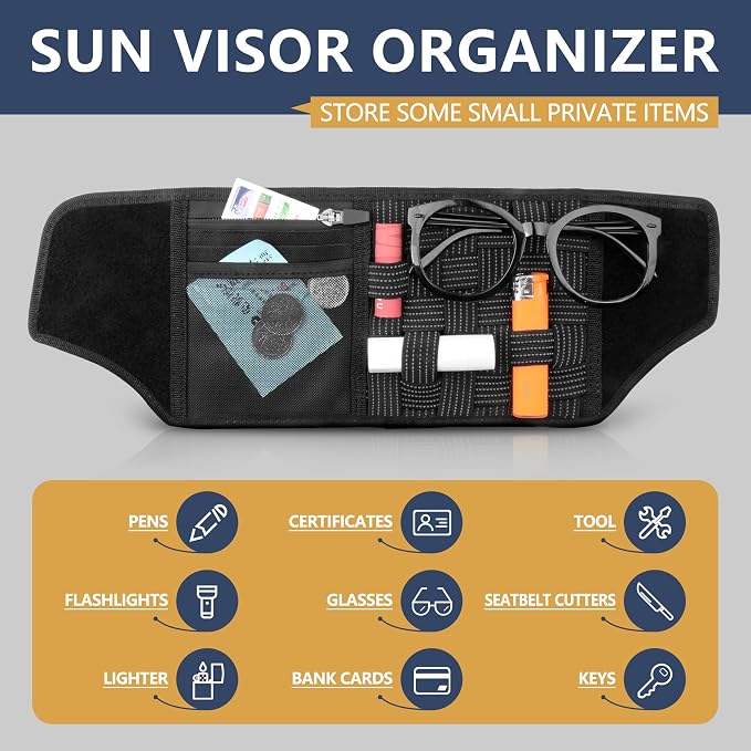sukemichi Visor Organizer Sun Visor Molle Panel for Jeep JK, Tactical Sun Visor Organizer For 2012-2018 Jeep Wrangler JK JKU Accessories Visor Storage Holder Pouch,2 Pack,Fit Driver and Passenger Side