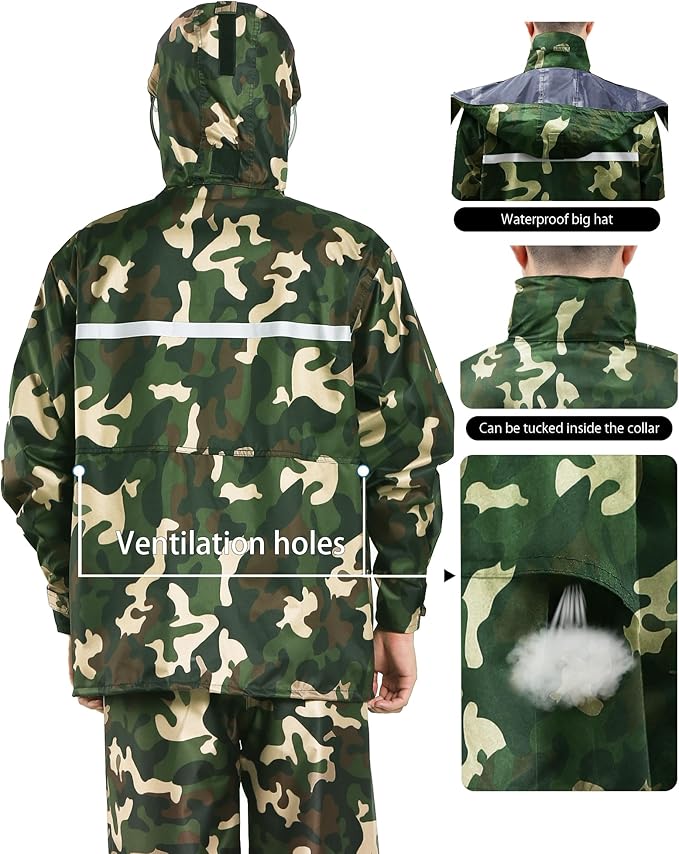 iCreek Rain Suit Waterproof Jacket and Pants Hi Vis Raincoat for Men and Women Reflective Outdoor for All-Sport Work