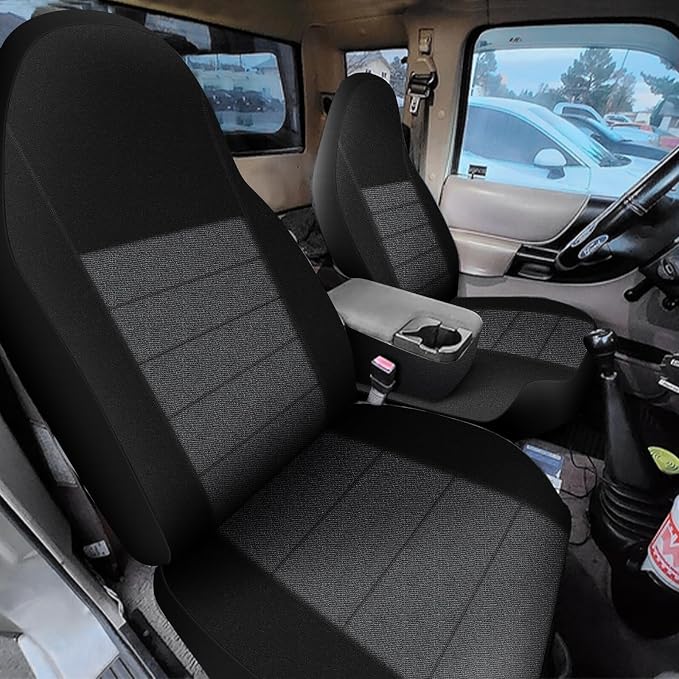 vokoroad Front Seat Cover for 1997-2000 Ford F-150 Pickup, Front High Back 60/40 Split Bench Seat Covers with Molded Headrests, Opening Center Console and Foam Seat Cusion, Exact Fit