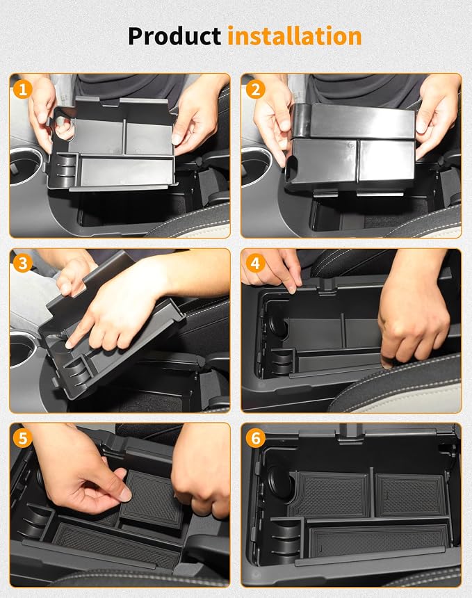 Hoolcar for 2024 2025 2026 Ford Mustang Center Console Organizer Tray for Mustang Armrest Storage Box Insert for EcoBoost/GT/Dark Horse/Premium Door Handle Storage Box + Center Console Tray(2 Pack)