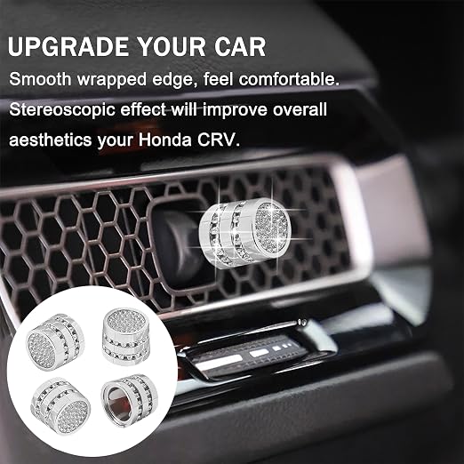 for Honda Civic Accessories 2026 2025 2022-2024 for CRV 2026 2025 2024 2023 for Acura Integra 2025 2024 2023 Hazard Light, AC Knob Cover, Air Vent, Radio, Push Start Button Cover Ring 11Pcs (Bling)