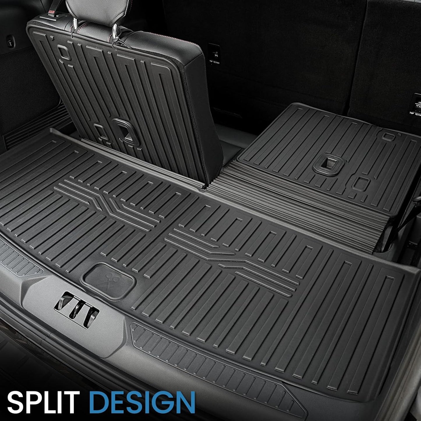 Floor Mats for 2020-2024 2025 Ford Explorer 6 Seats Captain Chairs Car Mat Accessories, All Weather TPE Cargo Mat Backrest Mats Active/ST Line/ST/Platinum(6 Seat Floor Mats+2-in-1 Cargo Mat)