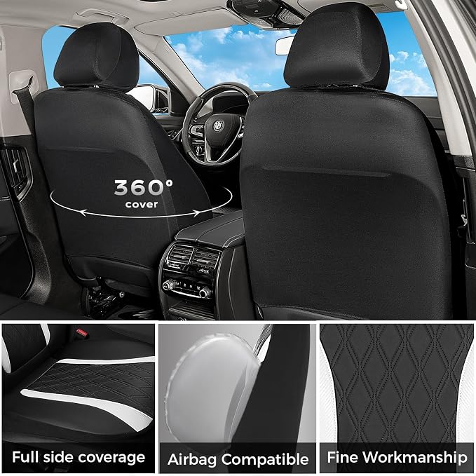 FLORICH Car Seat Covers Front Seat, Leather Seat Covers for Cars, Waterproof Car Seat Protector Breathable, Front Seat Covers for Cars, Automotive Seat Covers Universal Fit for Most Car Truck SUV
