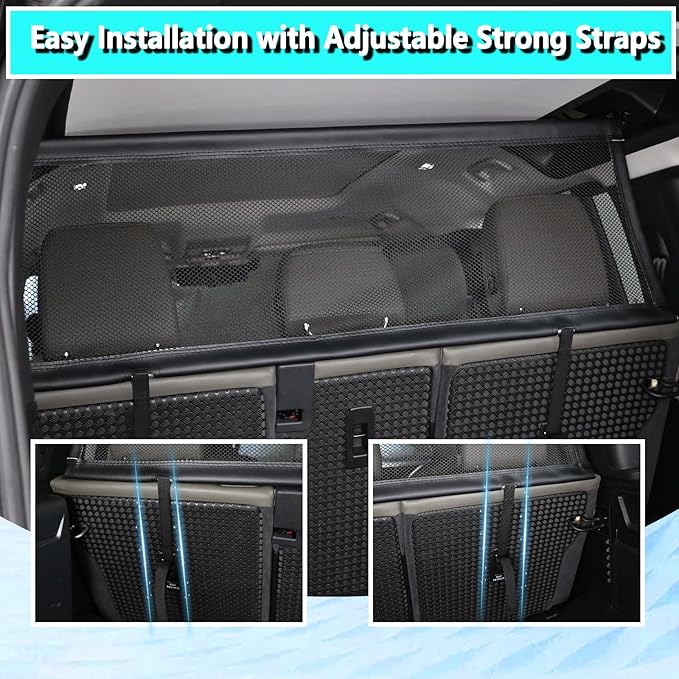 Pet Restraint Net Dog Fence Car Backseat Divider Vehicle Gate Cargo Area Travel Trunk Mesh Net Screen for Land Rover Defender 110 1984-2018 2019 2020 2021 2022 2023 2024 2025+ (Black)