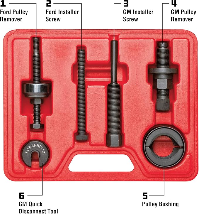 Powerbuilt Power Steering Pump Pulley Kit, Alternator Pulleys, Remove, Disconnect and Install, Adapters Included - 948002
