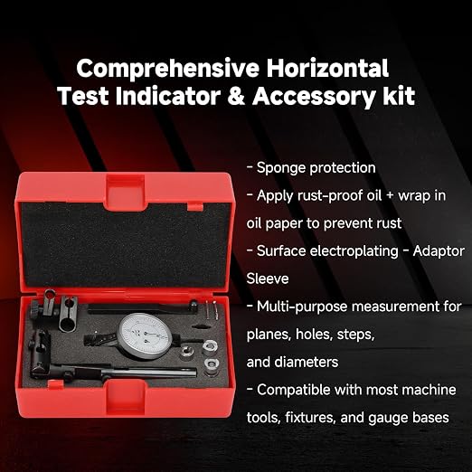 0.060'' by 0.0005'' Horizontal Test Indicator with Dovetail Clamps Mount, Dial Test Indicator for Accusize Industrial Tools 0511-2001, 1.5'' Dial Diameter, 0-15-0 Dial Reading