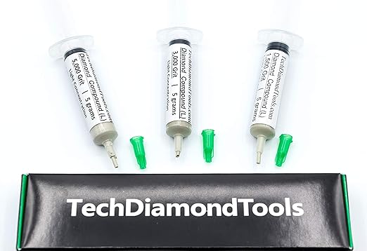 TechDiamondTools Kit of 3 Diamond Polishing Compound Polishing Paste USA Made 1500 3000 5000 Grit for Marble Glass Metal Rock Jewelry Resin Silver Gemstone with 10% of Diamond Powder