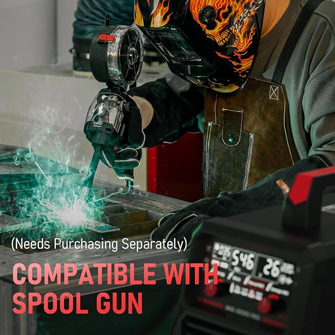 YESWELDER 250A MIG Welder, 110V/220V Dual Voltage, MIG/Pulsed MIG/Flux Core/Spool Gun MIG/Lift TIG/Stick 6-In-1 Multiprocess Advanced Digital Display Aluminum Welding Machine