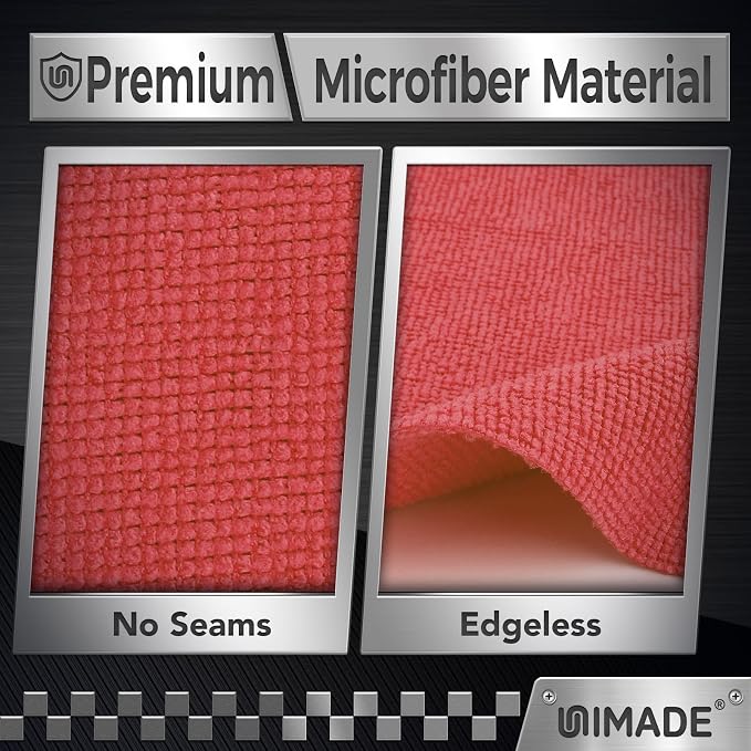 UNIMADE Shop Towels, 400 Pack Commercial Grade Work Rags Microfiber Towels for Cars Cleaning Rag Bulk Detailing Cloth for Automotive Bar Mechanic Restaurant Garage Housekeeping, 11.5"x 11.5", Red