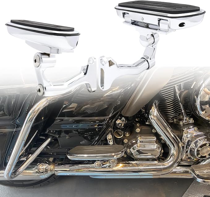 Adjustable Streamliner Passenger Footboard Floorboard with Mount Kit Fit for Harley Touring Road King Road Glide Street Glide Electra Glide CVO 1993-2025 (Chrome)