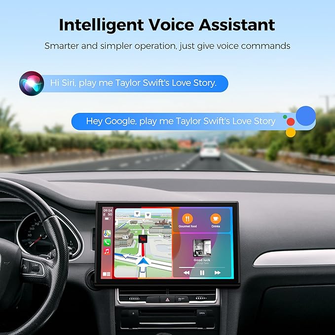 Topexplore 7" Wireless Apple CarPlay and Android Auto Screen with Magnetic Mount, Portrait/Landscape Switch, Portable Car Stereo with Bluetooth, Mirror Link, GPS, OTA Update