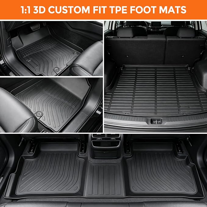 Floor Mats for Kia Forte S/EX/FE/LX/LXS/GT/GT-Line 2019-2026, Custom Fit Heavy Duty TPE All Weather Protection, Waterproof Non-Slip Black (Two-Row Floor Mats & Cargo Liner)