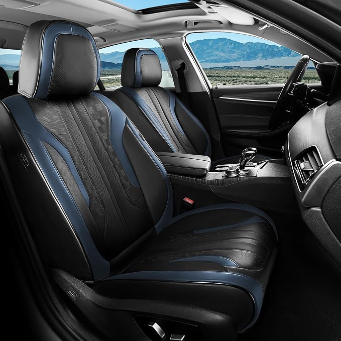 Coverado Car Seat Covers, Front Covers for Cars, Car Seat Cover Front Seats, Automotive Seat Cover, Waterproof, Leather Car Seat Cushion, Universal Interior Covers Seat Protectors for Most Cars