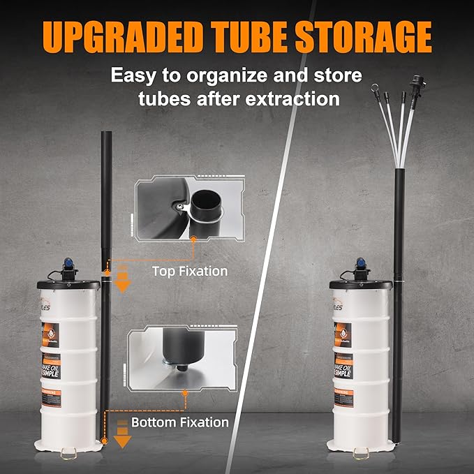 FOUR UNCLES Oil Extractor - Vacumm Fluid Extractor with Pump Tank Remover & Tubes for Oil Change and a Hose for Brake Bleeding