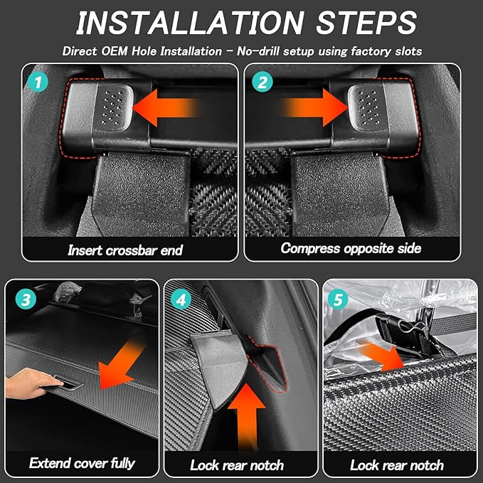 Cargo Cover for Outback 2020-2023 2024 2025 2026 Accessories No Gap Retractable Trunk Cover Security Shielding Shade Cargo Luggage Cover Trunk Privacy Protection (Carbon Fiber Texture)