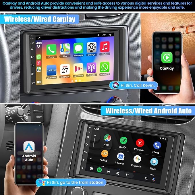 4G+64G Car Radio for 2003-2006 Chevrolet Chevy Silverado Impala Tahoe/GMC Sierra Yukon, 8-core 7" IPS Touch Screen Car Stereo Build-in GPS, CarPlay/Android Auto, Backup Camera/DSP/SWC, Android 15