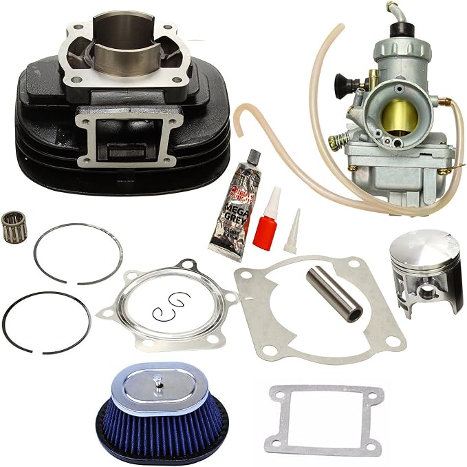 BLACKHORSE-RACING Cylinder Carburetor Piston Gasket Top End Kit Set Rebuild Kit Compatible with Yamaha Blaster 200 YFS200 1988-2006, Replaces# 2XJ-11311-02-00 5VM-14101-00-00