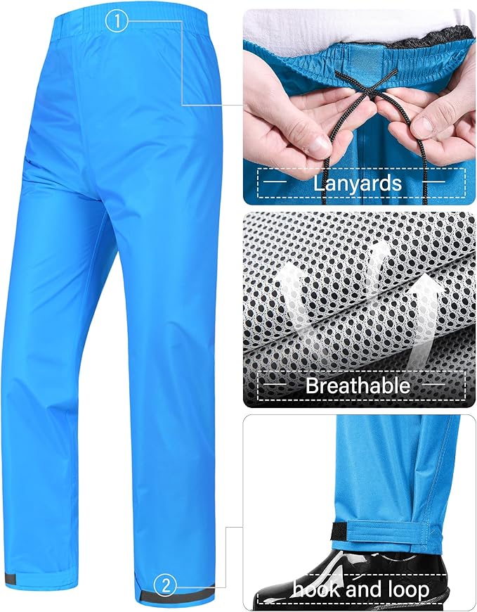 iCreek Rain Suit Waterproof Jacket and Pants Hi Vis Raincoat for Men and Women Reflective Outdoor for All-Sport Work