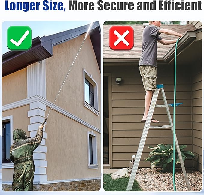 M MINGLE Pressure Washer Extension Wand - 60" Upgrade Power Washer Lance - Pressure Washer Accessories with 5 Nozzle Tips - 30°/90°/120° Curved Rod, 1/4" Quick Connect