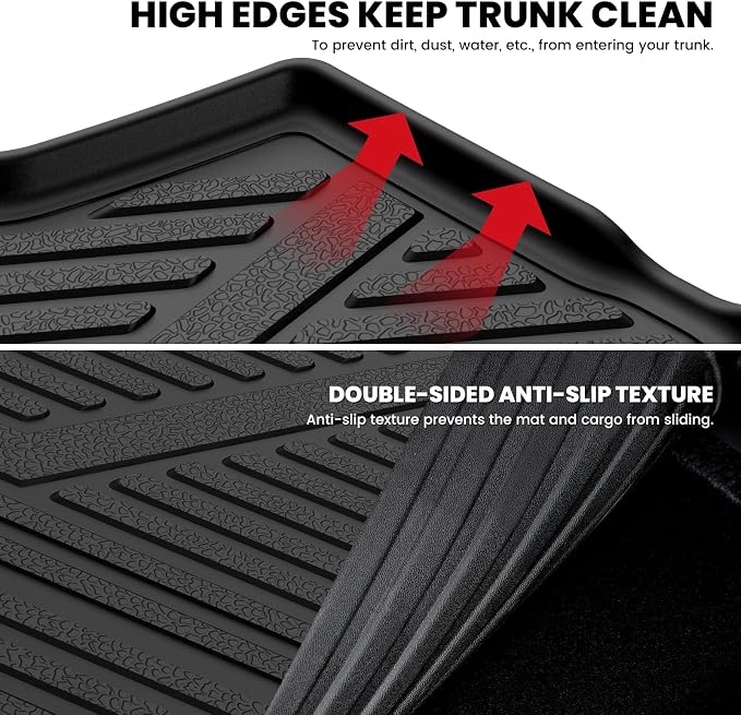 LASFIT Floor Mat with Backrest Mat Ford Expedition Max & Lincoln Navigator L 2025 2026 2027(fit 7 and 8 Seats),Costom Fit All Weather Protection TPE Easy Clean Cargo Liners,4pcs,Black