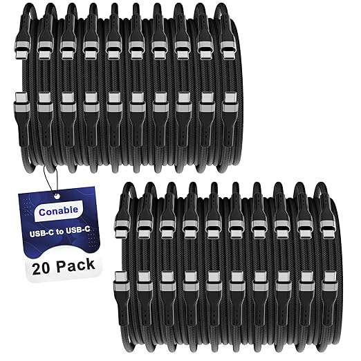 Conable USB Type C Cable (2FT, 20-Pack), USB-C to USB C Fast Charging Cable, Compatible with iPhone 17 Air 16 15 Plus Pro Max, iPad Pro, Galaxy S25 S24 S23, CarPlay, LG and More