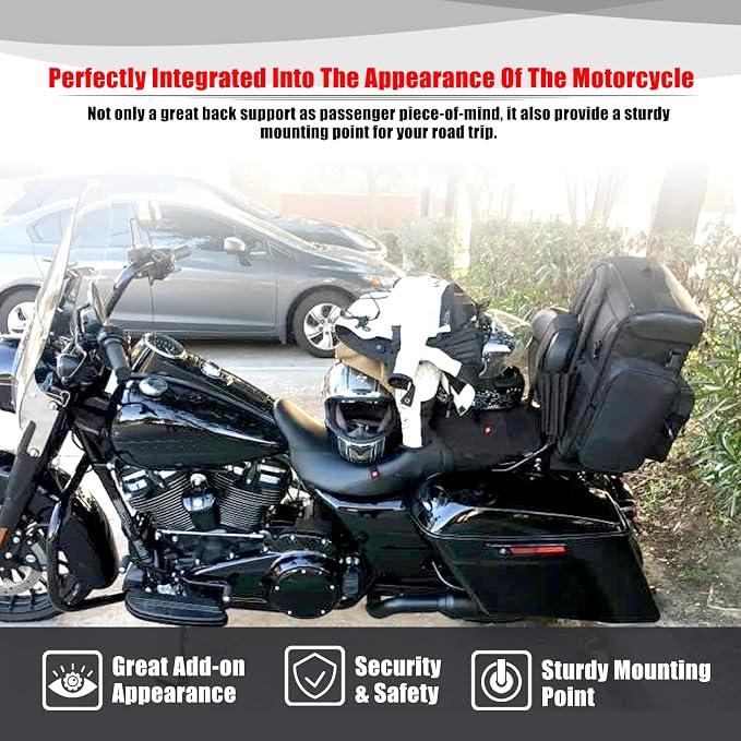 Goldfire Detachable Passenger Backrest for Harley Touring Quick Release Sissy Bar Street Glide Road King Electra Glide 2009-2024 Rear Back Pad (Black)