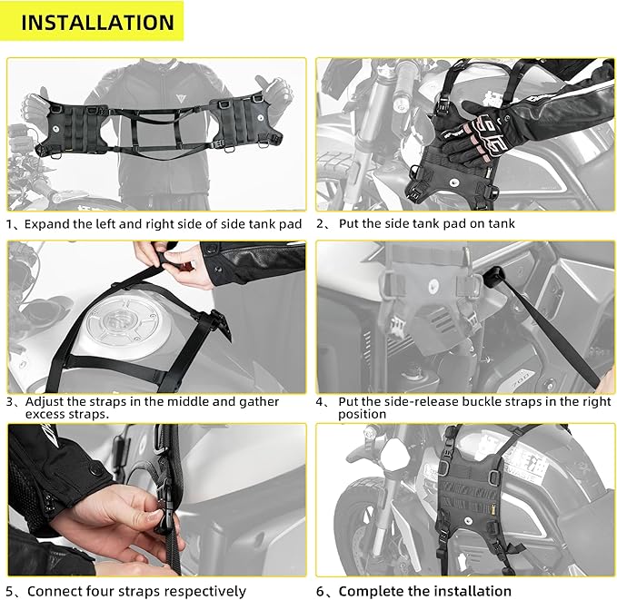 Rhinowalk Motorcycle Tank Side Bag/Motorcycle Front Load Universal Saddle Bag Mounting Base
