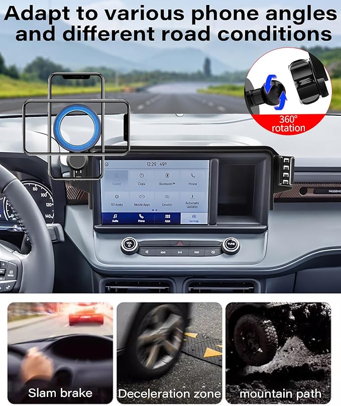 Magnetic Car Phone Mount for 2022 2023 2024 Ford Maverick Accessories, for MagSafe Strong Magnets Cell Phone Holder 8-Inch Screen Cradles, with Portable Phone Gripper 360° Rotation