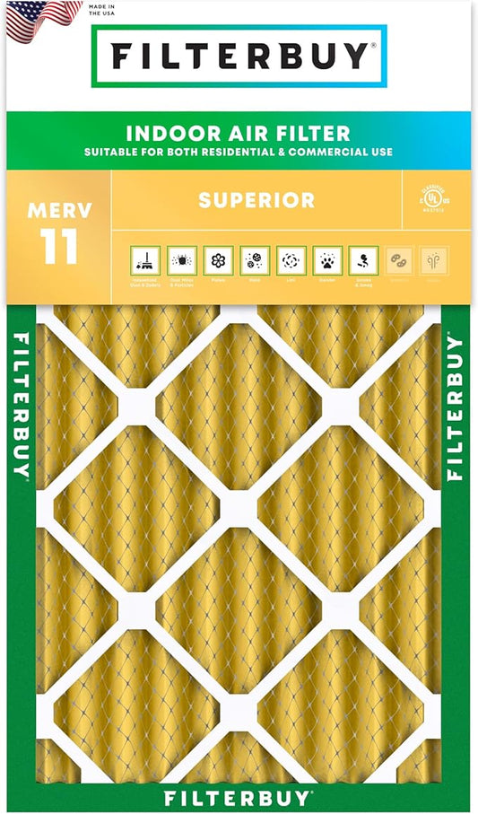 Filterbuy 12x24x4 Air Filter MERV 11 Superior Pet & Allergy Defense (1-Pack), Electrostatic Pleated HVAC AC Furnace Filters Replacement (Actual Size: 11.50 x 23.38 x 3.63)