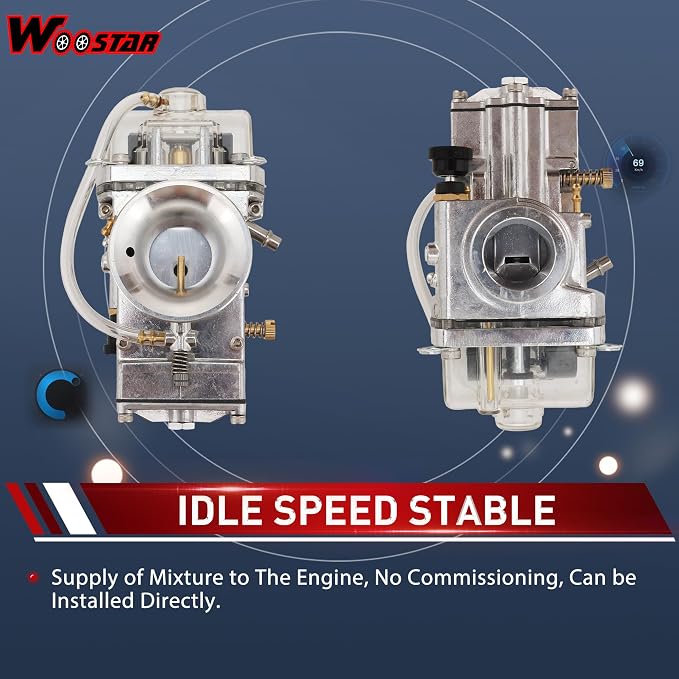 WOOSTAR 30mm Carburetor with Throttle Cable Replacement for YZ250F KX250F RMZ250 CRF250R CRF450R Lectron 2 Stroke Power Jet Carburetor 250cc 300cc 350cc 400cc 450cc Motorcycle